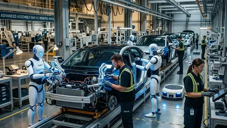 Robôs Humanoides em Fábricas: A Revolução da IA Física em 2026