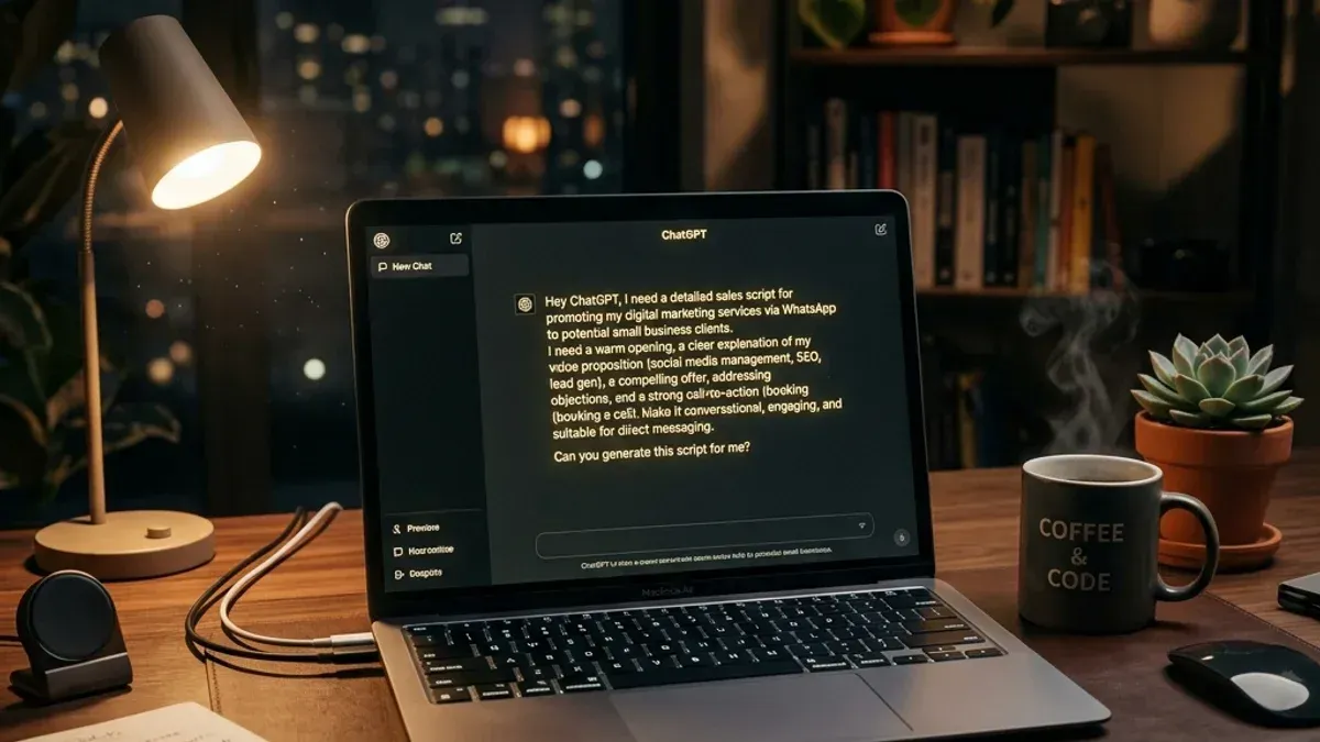 Exemplo de prompt no ChatGPT para criar roteiro de atendimento personalizado para WhatsApp