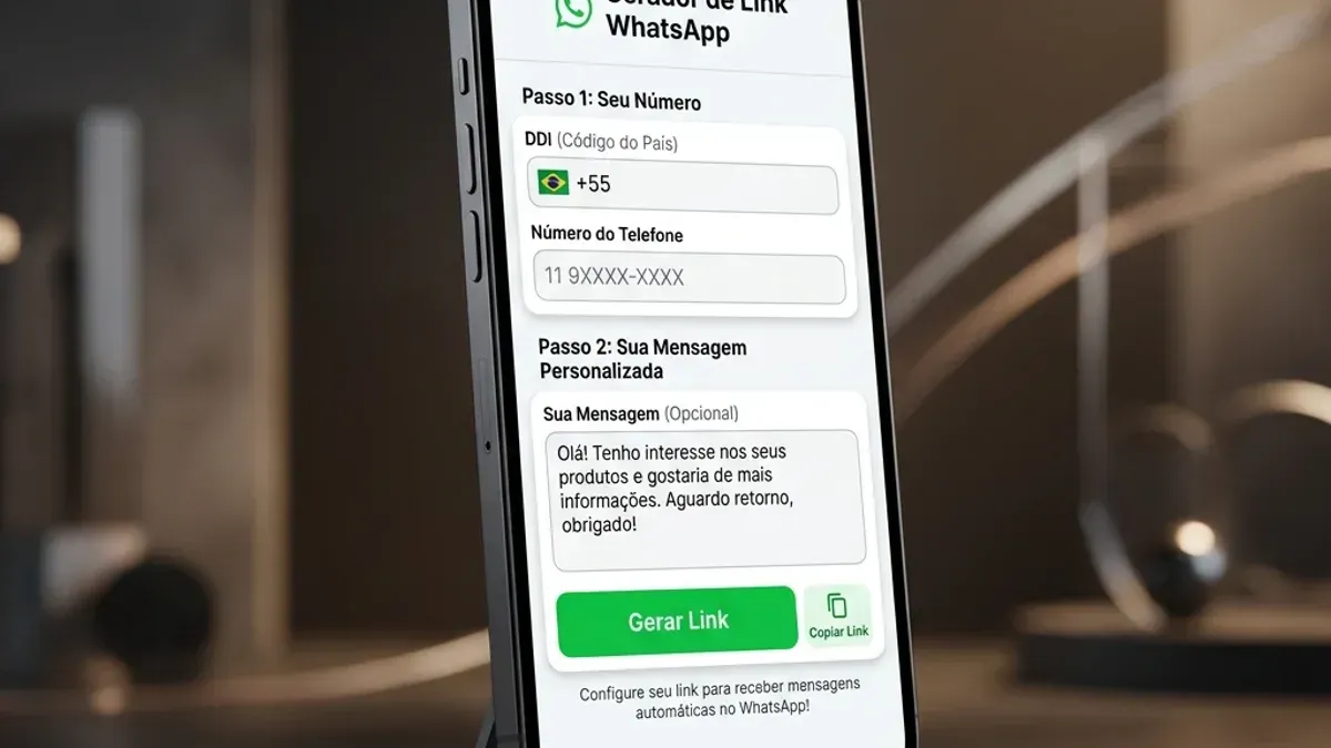 Interface do WhatsApp Link Forge mostrando preview de mensagem personalizada em tempo real