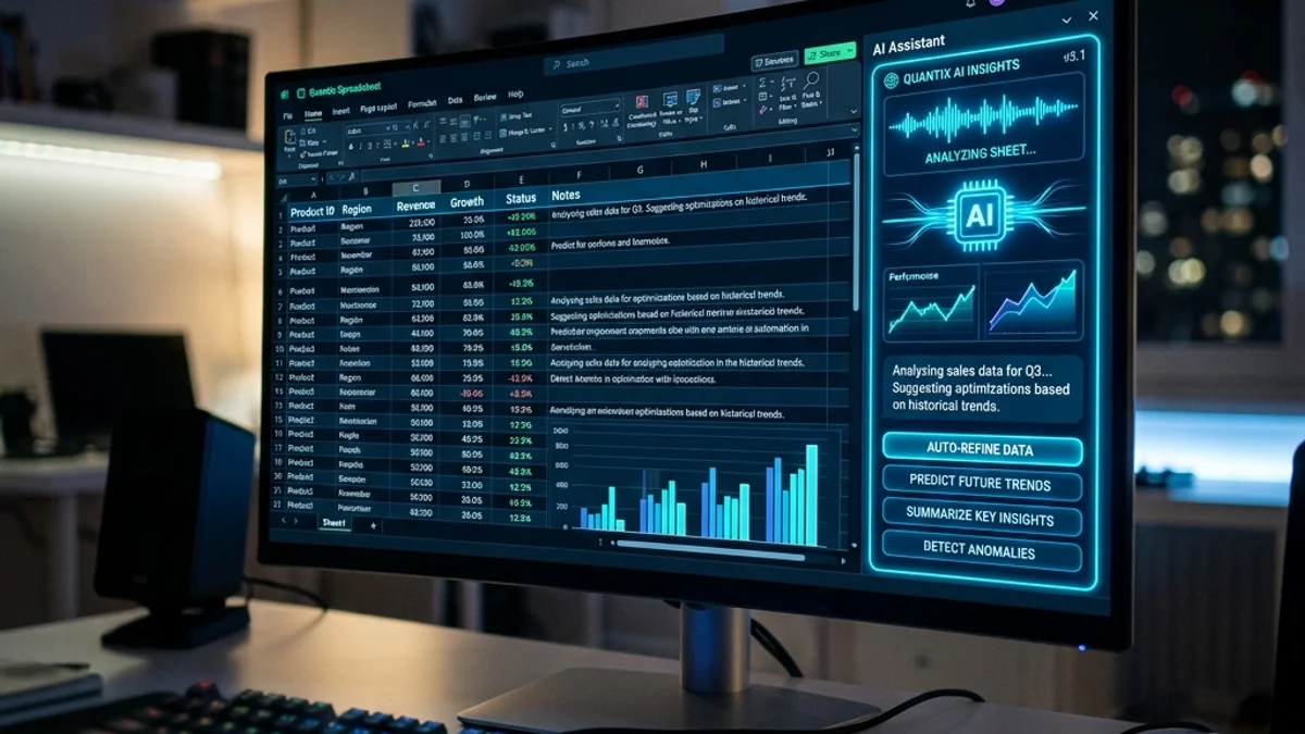 Interface de suplementos de IA no Microsoft Excel