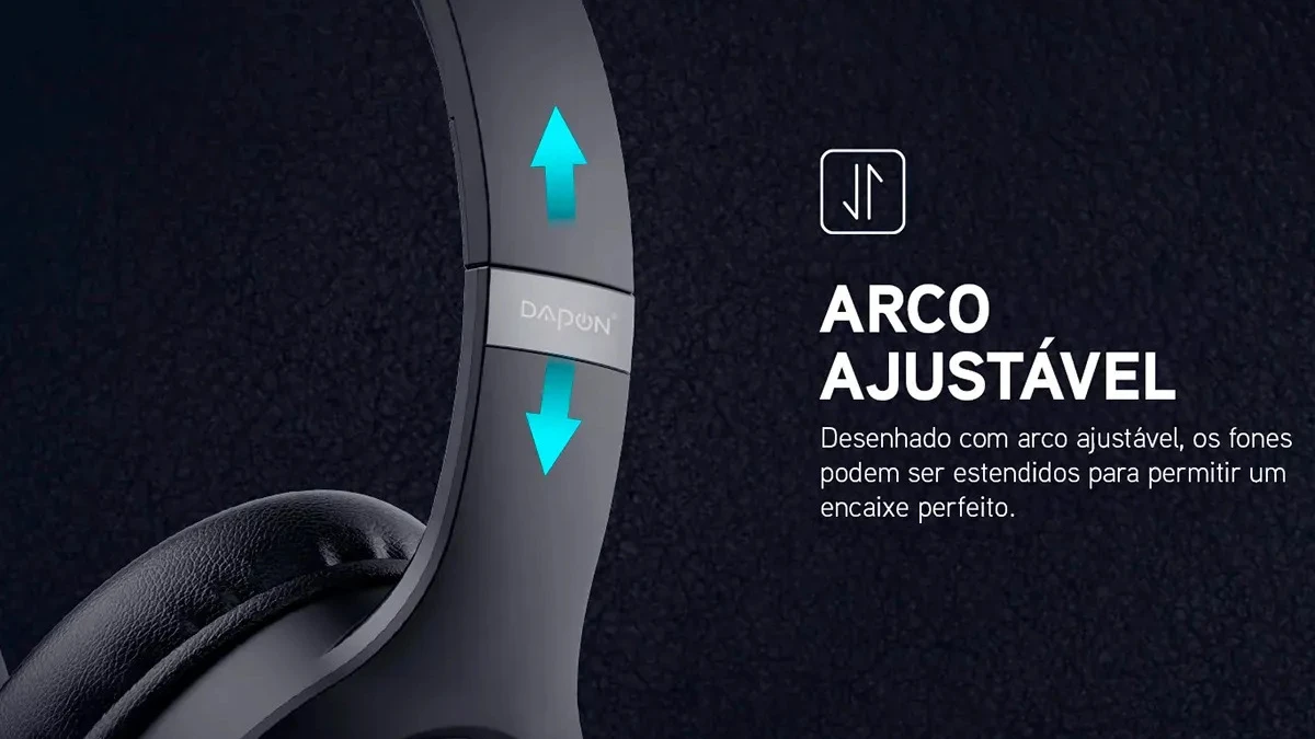 Haste com ajuste extensível reforçado e almofadas acolchoadas do fone Dapon H02D
