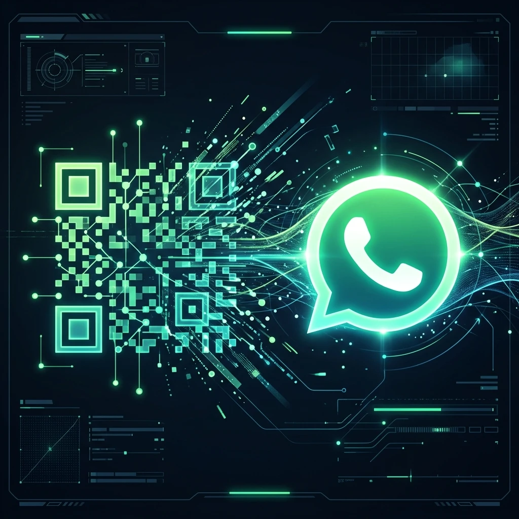 Representação de um QR Code gerado a partir de um link personalizado do WhatsApp para impressão física