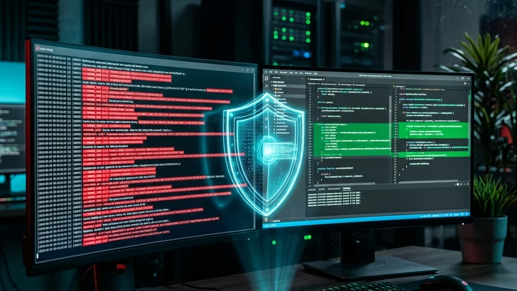 Agente de IA corrigindo erros automaticamente em setup com dois monitores durante sessão de vibe coding