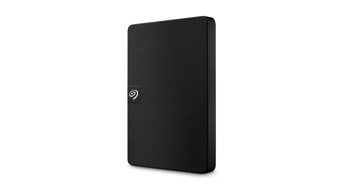 Caixa oficial de varejo do HD Externo Portátil Seagate Expansion 1TB com selos de garantia e manual
