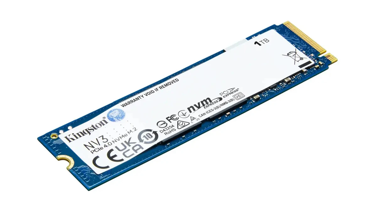 SSD Kingston NV3 1TB M.2 2280 PCIe 4.0 NVMe em perspectiva 3D